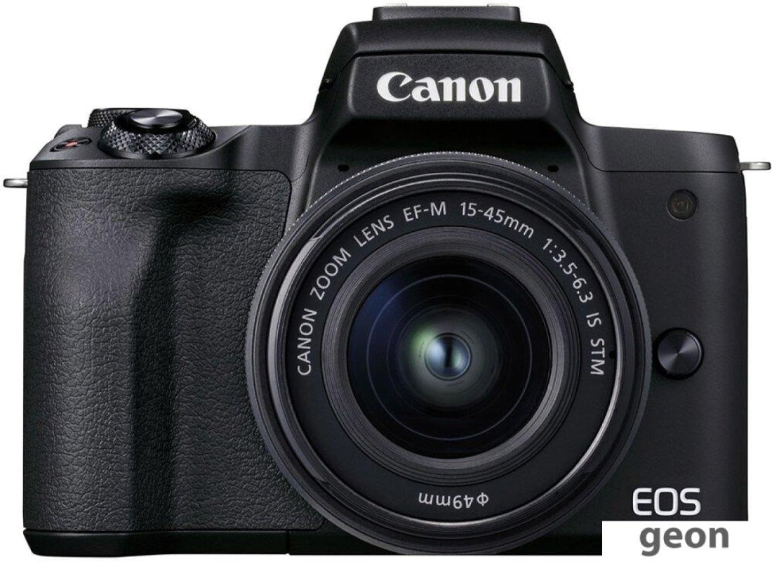 Беззеркальный фотоаппарат Canon EOS M50 Mark II Double Kit 15-45mm + 55-200mm (черный) - фото 3 - id-p225148597