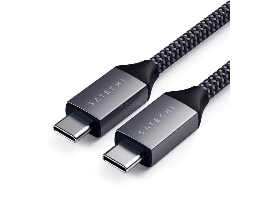 Кабель Satechi 100W USB-C to USB-C (2m), для зарядки и передачи данных, Серый, ST-TCC2MM - фото 1 - id-p225152875