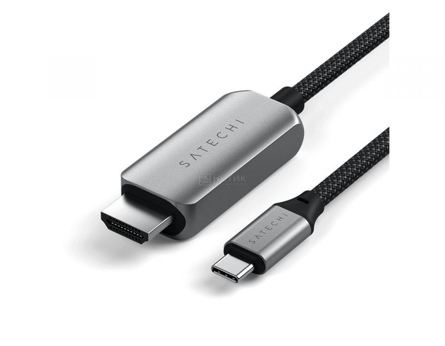 Кабель Satechi USB-C To HDMI 2.1 8K Cable, Поддержка 8K/60Hz, 2м, Серый ST-YH8KCM - фото 1 - id-p225152877