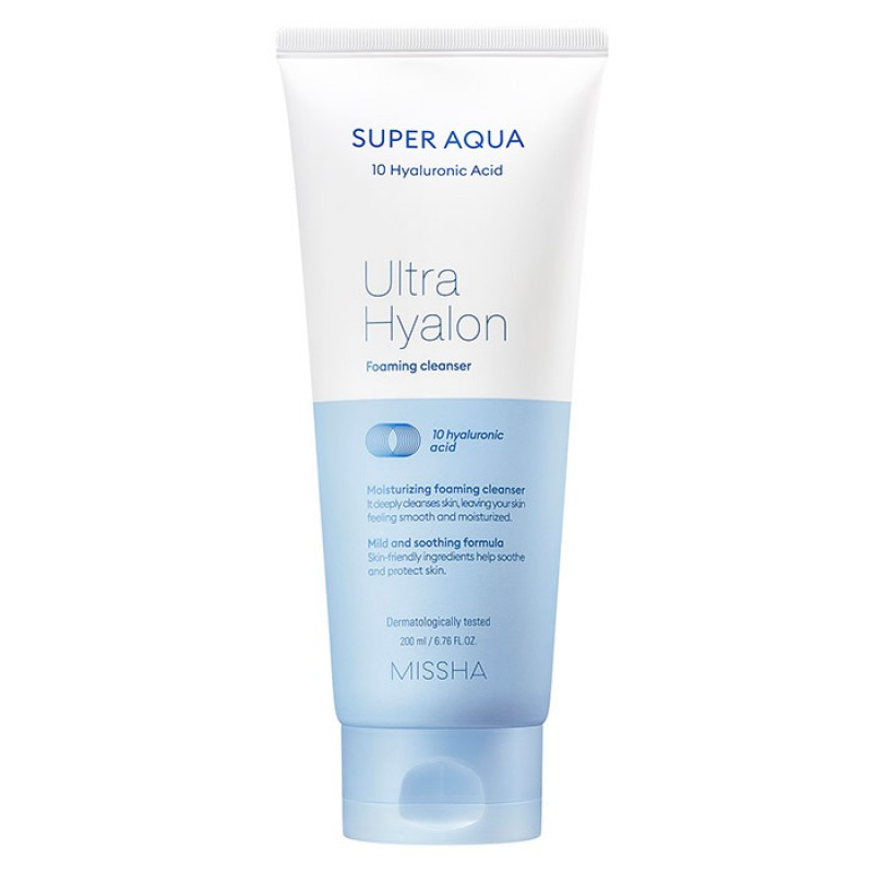 Увлажняющая пенка для лица MISSHA Super Aqua Ultra Hyalron Cleansing Foam - 200 мл - фото 3 - id-p225163103