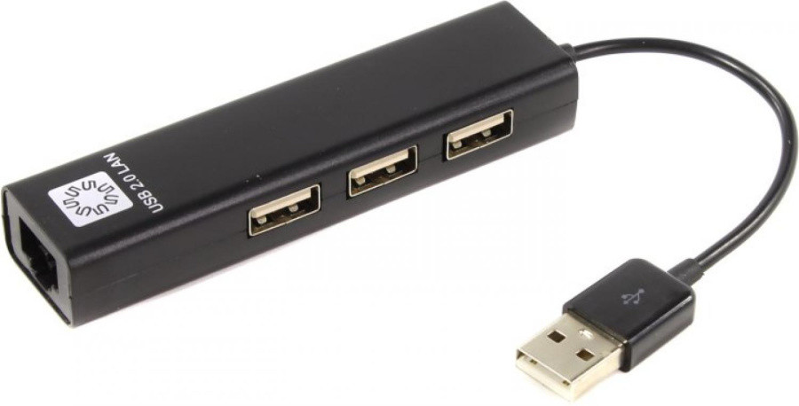 Адаптер 5bites UA2-45-06BK USB2.0 -- UTP 100Mbps + 3-port USB2.0 Hub - фото 1 - id-p225163698