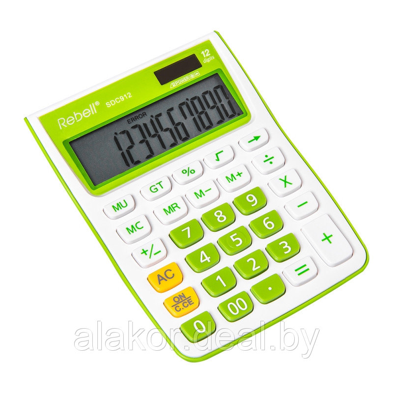 Калькулятор настольный Rebell  SDC 912+, 12 - разрядный, 145x104x26 белый/зеленый