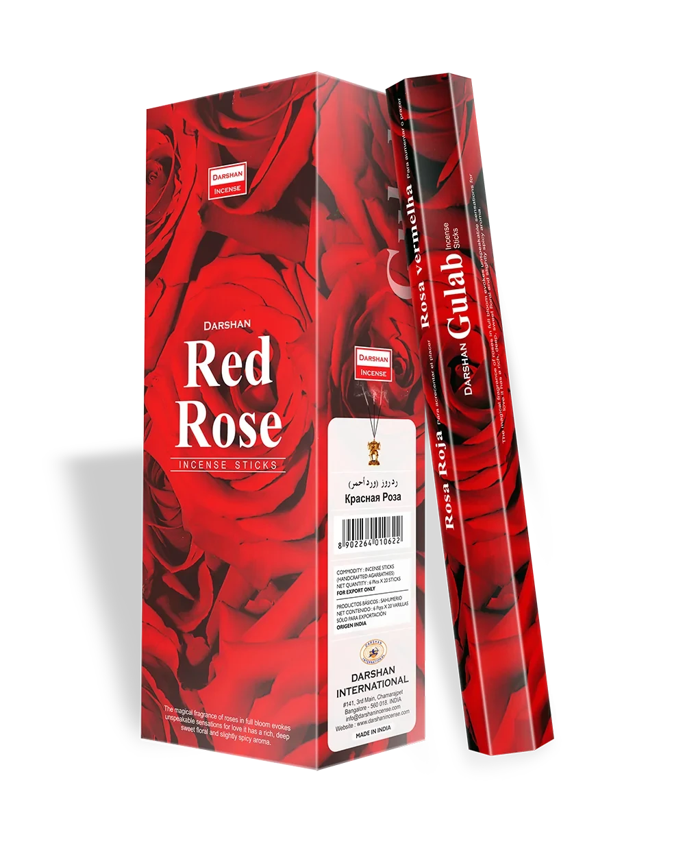Благовония Red Rose Красная роза, шестигранник, Darshan - фото 1 - id-p225182357