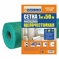 Сетка фасадная, стекловолокно, 1х50 м, ячейка 5х5мм, зеленая (2161) 4Walls