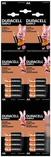 Батарейка DURACELL Simply AA LR6 16 шт. - фото 1 - id-p225187355