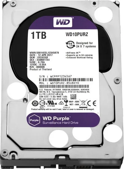 Жесткий диск WD Purple 1TB [WD10PURZ] - фото 1 - id-p225187793