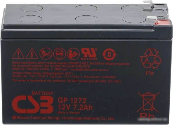 Аккумулятор для ИБП CSB GP1272 25W F2 (12В/7.2 А·ч) - фото 1 - id-p225188127