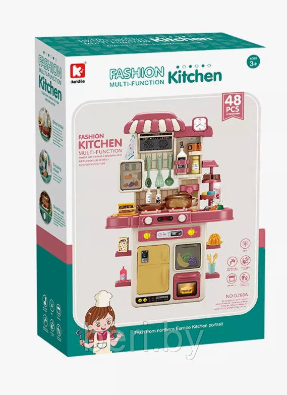 Детская игровая кухня Home Kitchen, вода, свет, звук, пар, 48 предмета, G792A - фото 6 - id-p225188338