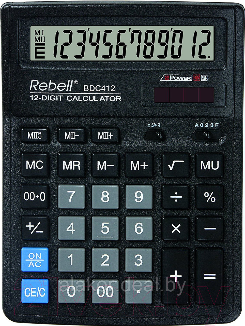 Калькулятор настольный Rebell BDC 412+, 12-разрядный,. 193x143x38, черный - фото 1 - id-p225184655
