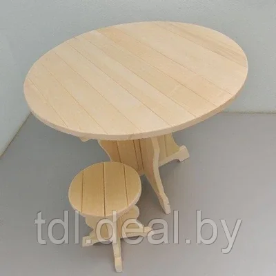 Стол круглый (Липа) диаметр 1000 мм + 4 стула (комплект для бани) - фото 1 - id-p16687332