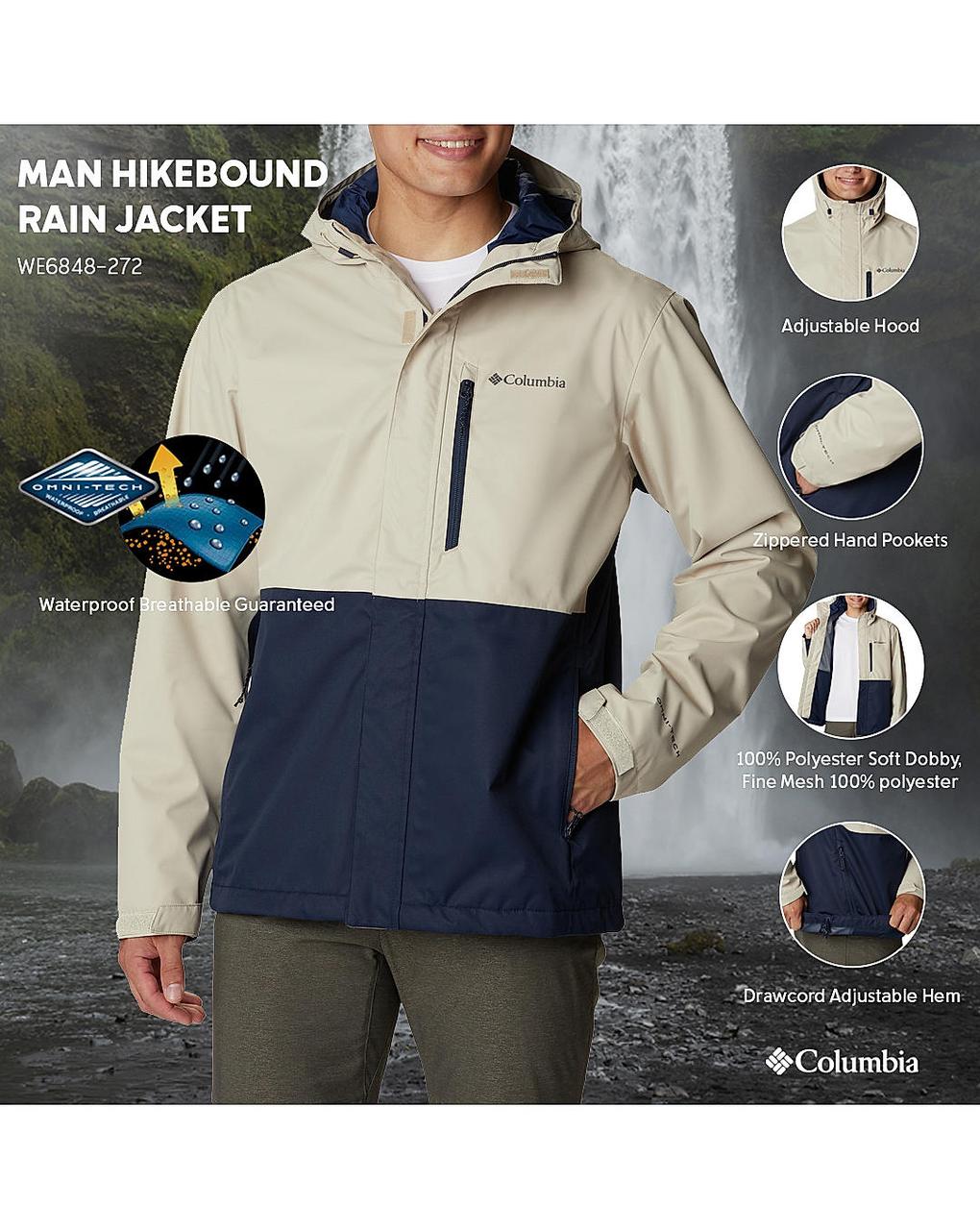 Куртка мембранная мужская Columbia Hikebound Jacket бежевый, черный, зеленый 1988621-272 - фото 2 - id-p225086216