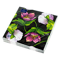 Салфетки бумажные "Декоративный цветок на чёрном" 33x33см, 3 слоя, 20шт. Bouquet Art 57162