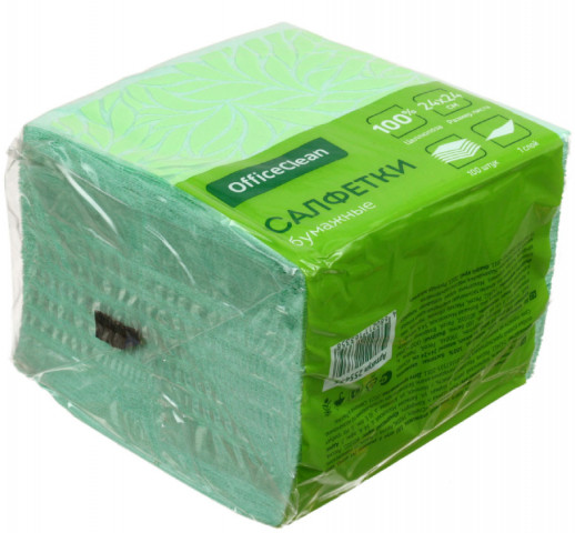Салфетки сервировочные бумажные OfficeClean 24*24 см, 100 шт., зеленые - фото 2 - id-p224014048