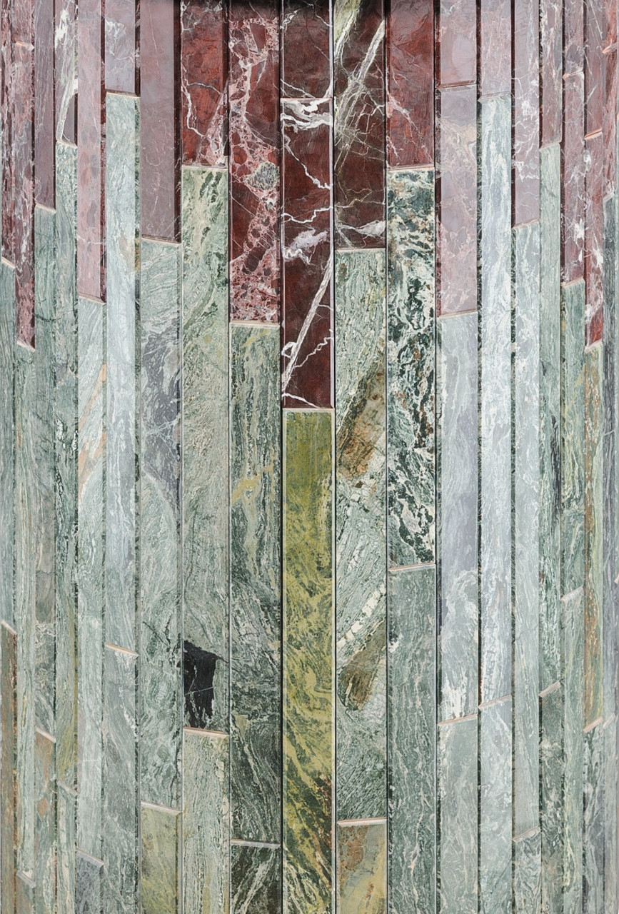 Прямой фасад для банной печи в каменной облицовке Ферингер Жадеит + Россо Леванте - фото 1 - id-p225190346