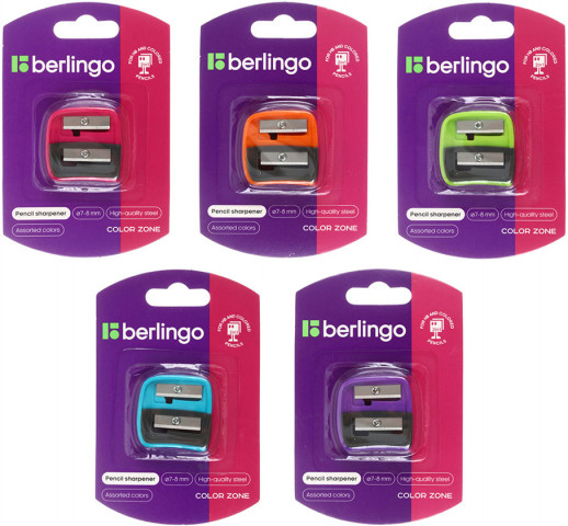 Точилка пластиковая Berlingo Color Zone Duo 2 отверстия, ассорти - фото 1 - id-p225191256