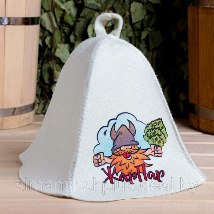 Набор для бани и сауны 5 в 1(сумка,шапка,варежка,коврик,мочалка),с принтом "Жар Пар",белый - фото 6 - id-p225191333