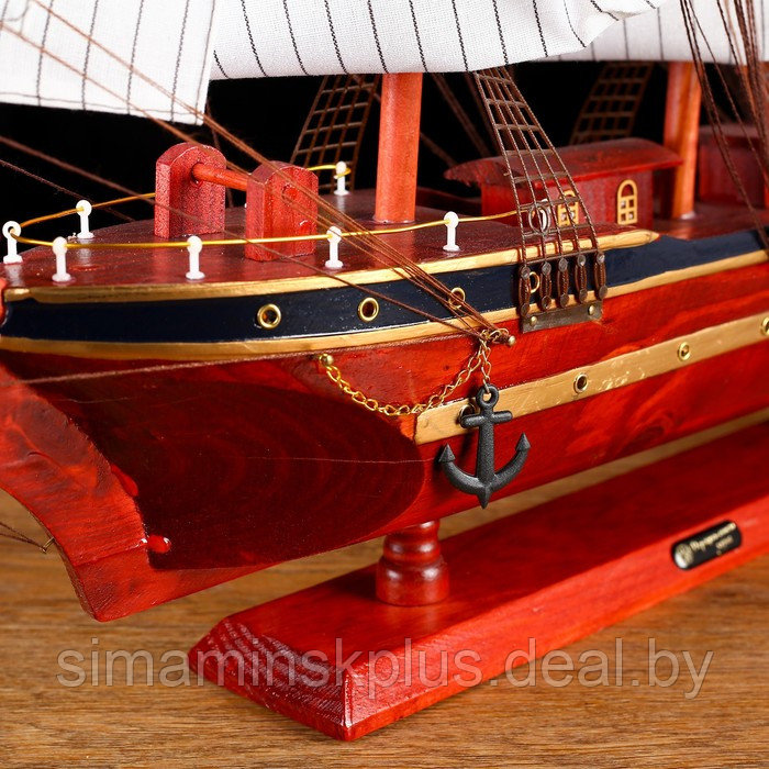 Корабль сувенирный большой «Гайрет», борта красное дерево, паруса белые, 82×13×62 см - фото 4 - id-p225191408