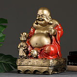 Фигура  "Хотей сидя большой" бронза, красный, 32х25х51см, фото 4