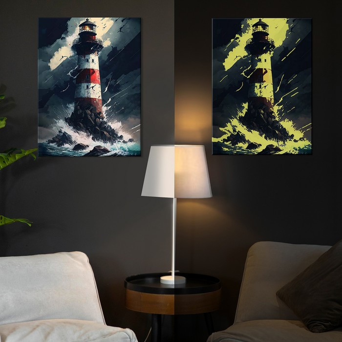 Картина по номерам со светящейся краской, 40 × 50 см «Морской маяк» 22 цвета - фото 2 - id-p225198110