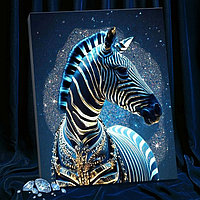 Картина по номерам с кристаллами из хрусталя, 40 × 50 см «Мифическая зебра» 19 цветов