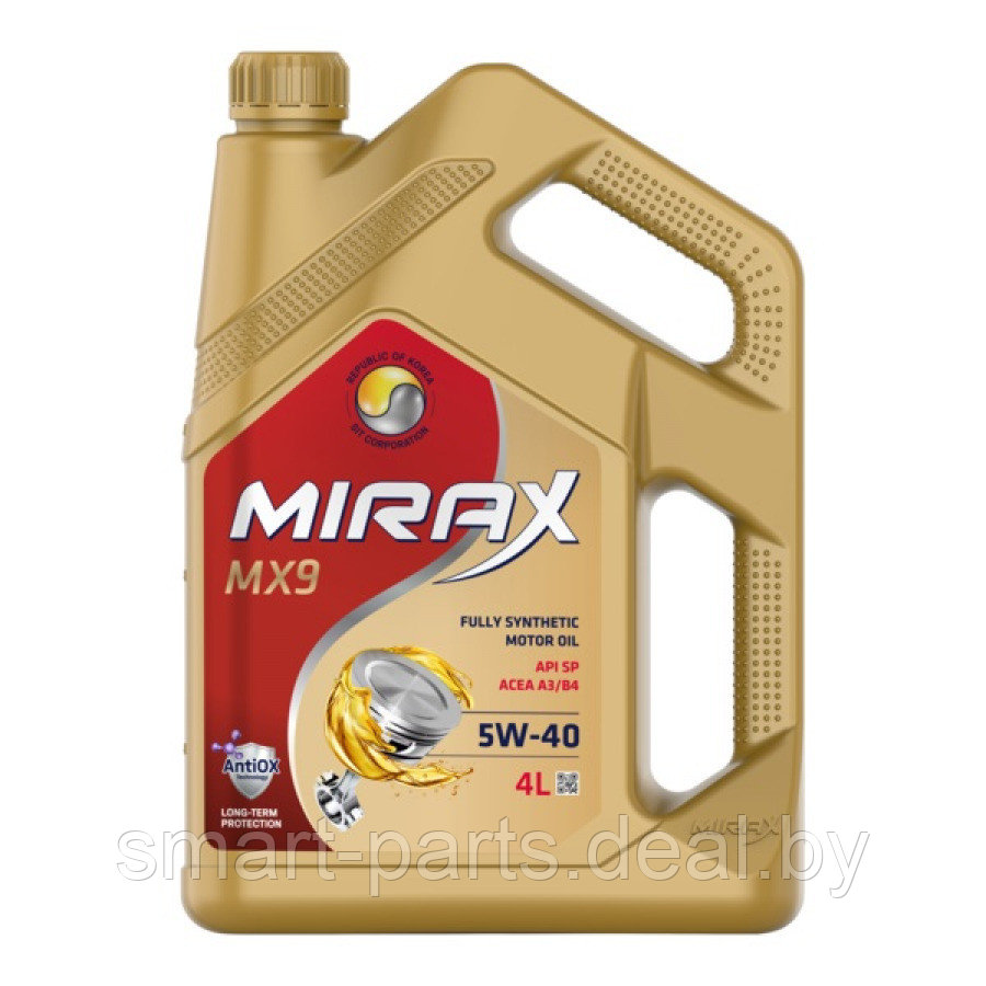 4л. Масло моторное синтетическое Mirax MX9 SAE 5W40 АРI SP, ACEA A3/B4 (3,66кг) - фото 1 - id-p224961349