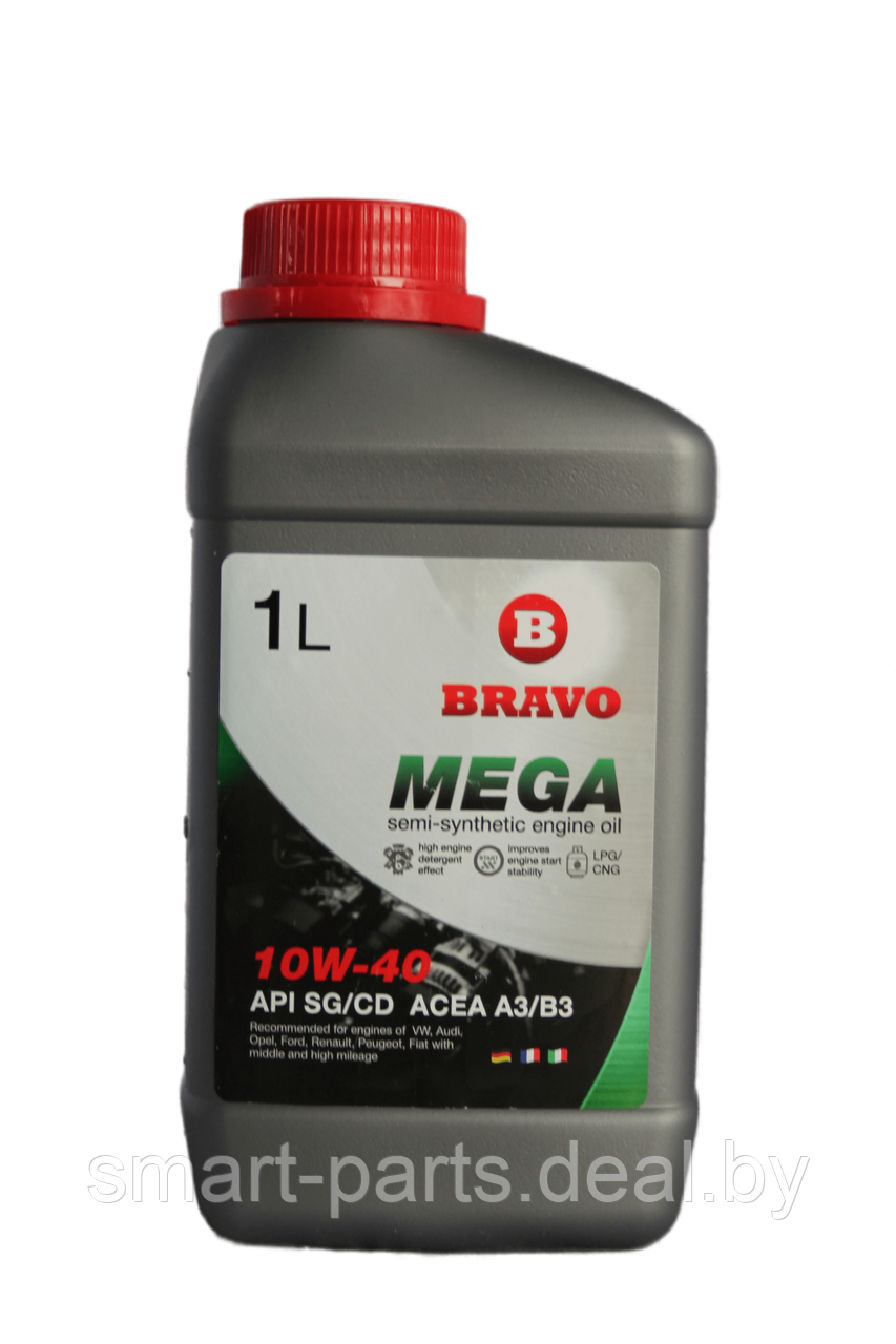 1л. Масло моторное полусинтетическое "BRAVO" MEGA 10W-40 API SG/CD (0,85кг), РБ - фото 1 - id-p224961455