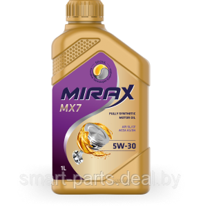 1л. Масло моторное синтетическое Mirax MX7 SAE 5W30 API SL/CF, ACEA A3/B4 (0,843 кг) - фото 1 - id-p224961548