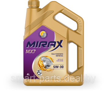 4л. Масло моторное синтетическое Mirax MX7 SAE 5W30 API SL/CF, ACEA A3/B4,кан - фото 1 - id-p224961549