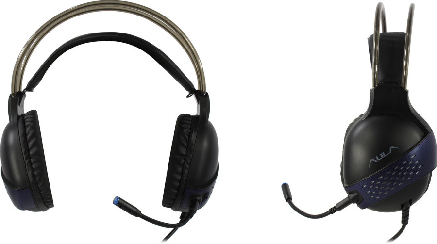 Наушники с микрофоном AULA S503+3.5mmx2+USB Black (шнур 2.1м срегулятором громкости) - фото 1 - id-p224541723