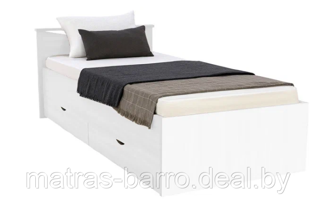 Кровать полуторная Мелисса 120х200 с ящиками (цвет белый)
