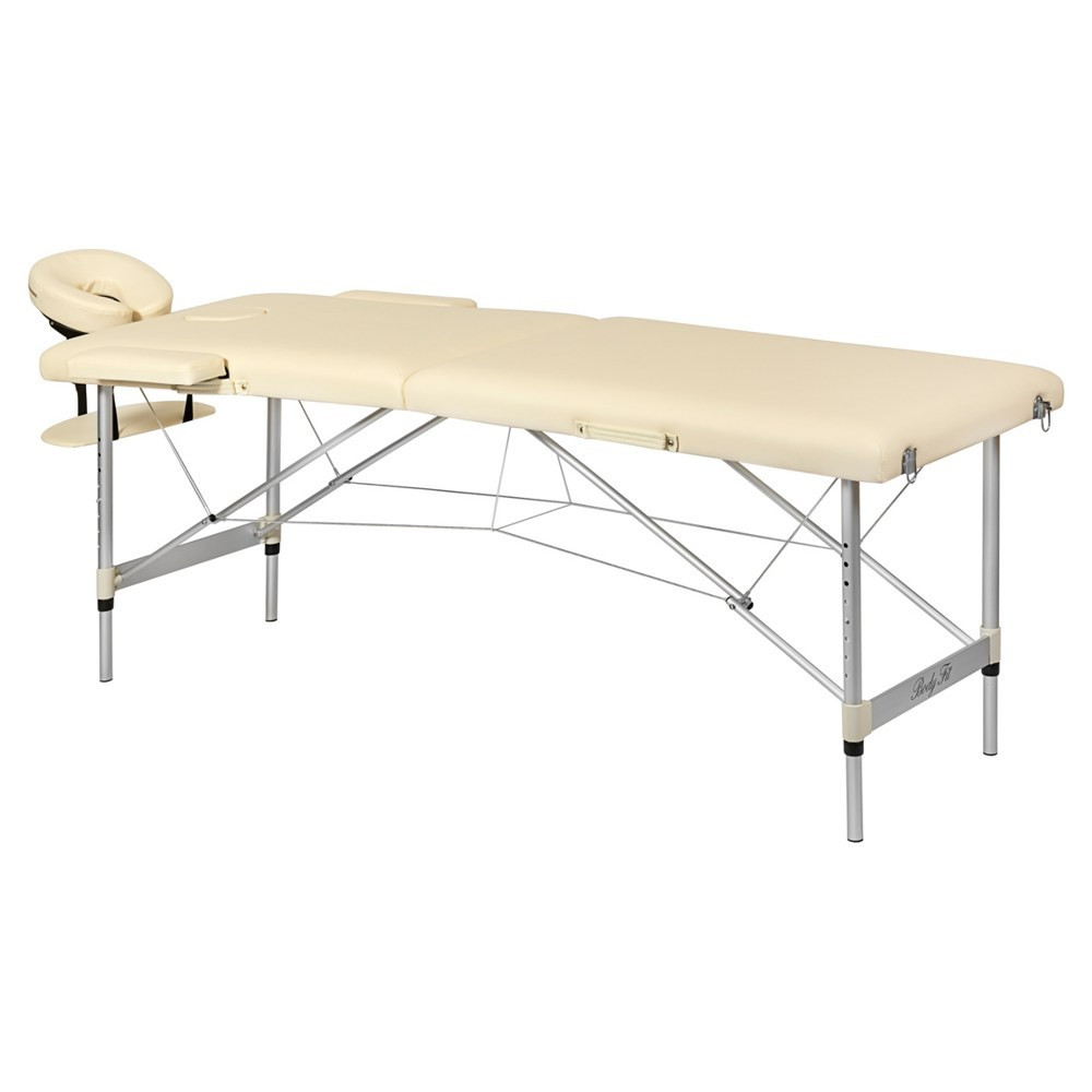 Массажный стол 2-х секционный алюминиевый BodyFit, (бежевый 60 см)