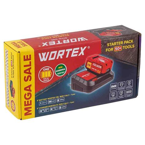 Комплект аккумулятор 18В 4Ач и зарядное устройство WORTEX ALL1 (1329412), фото 2