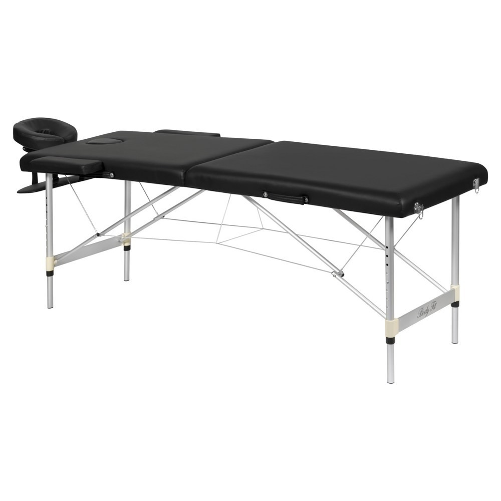 Массажный стол 2-х секционный алюминиевый BodyFit, (черный 60 см)