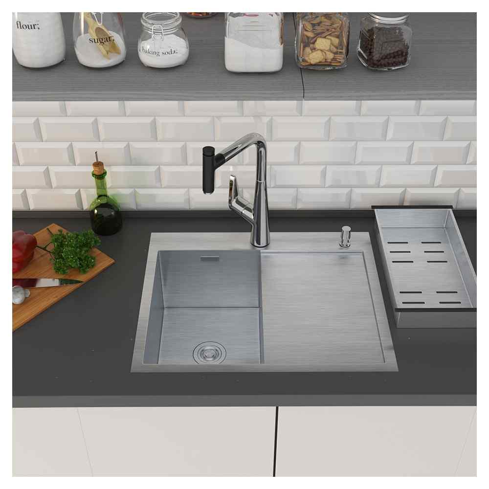 Кухонная мойка Roxen Vespa 60 с коландером и дозатором - фото 4 - id-p225204232
