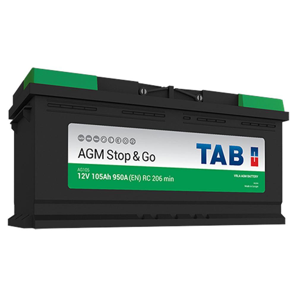 Аккумулятор автомобильный TAB EcoDry Stop&Go AGM 105 R+