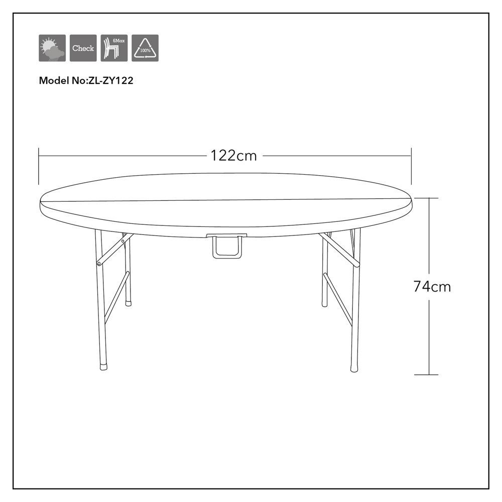 Стол складной 122 см (круглый) - фото 4 - id-p225205355