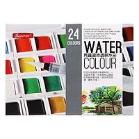 Краски акварельные 24 цвета + 1 кисть в пластиковой коробке GTS-24