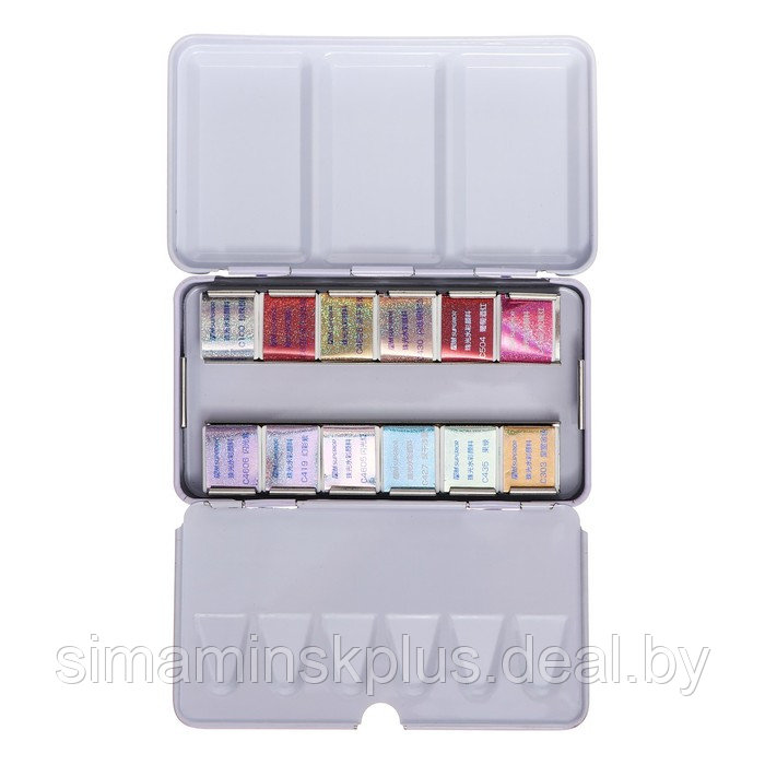 Краски акварельные перламутровые 12 цветов металлической коробке CG2019-12 - фото 6 - id-p225206343