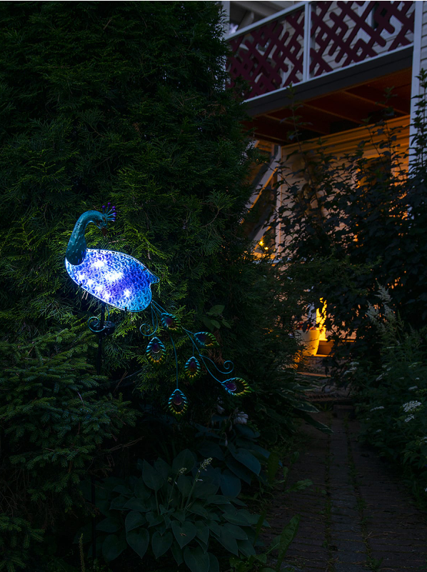 Садовый фонарь"Сияющий павлин " на солнечной батарее, металл - фото 6 - id-p225206552