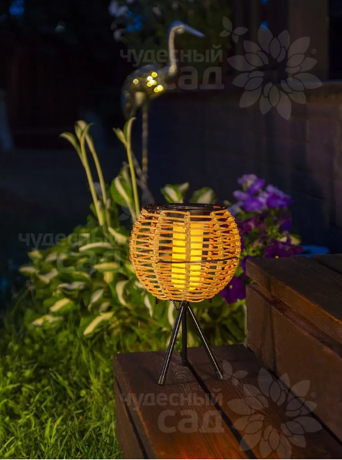 Фонарь садовый уличный / светильник декоративный на солнечной батарее "Мальдивы" ротанг ЧУДЕСНЫЙ САД