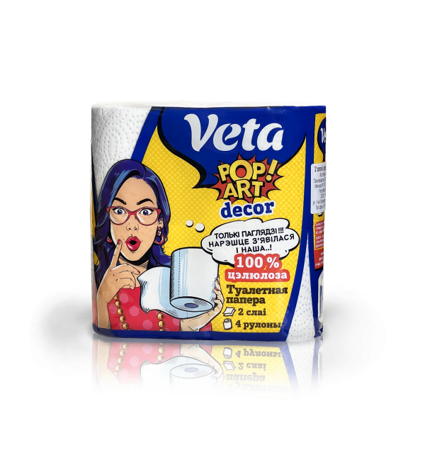 Бумага туалетная двухслойная "Veta POP ART",1*4 рул. - фото 1 - id-p185833751