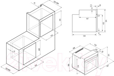 Электрический духовой шкаф Krona Corrente 45 BL / 00026334 - фото 7 - id-p225207995