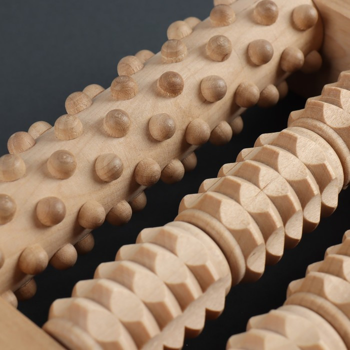 Массажёр для ног «Барабаны», 19 × 18 × 4,5 см, деревянный, 5 комбинированных рядов - фото 3 - id-p225208686