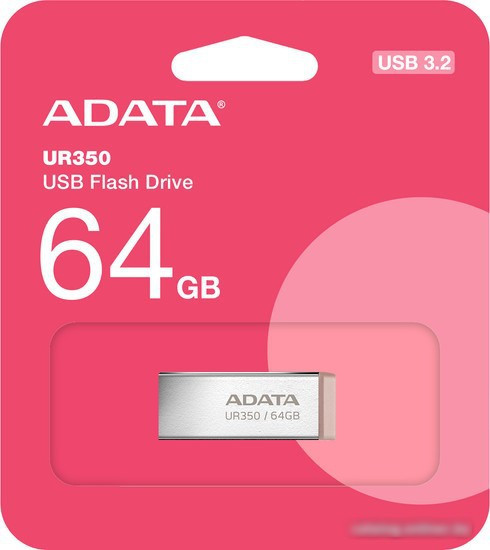 USB Flash ADATA UR350 64GB UR350-64G-RSR/BG (серебристый/коричневый) - фото 1 - id-p225212662