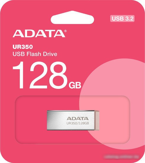 USB Flash ADATA UR350 128GB UR350-128G-RSR/BG (серебристый/коричневый) - фото 1 - id-p225212664