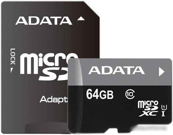 Карта памяти A-Data Premier microSDXC UHS-I U1 Class 10 64GB (AUSDX64GUICL10-RA1) - фото 1 - id-p225212685
