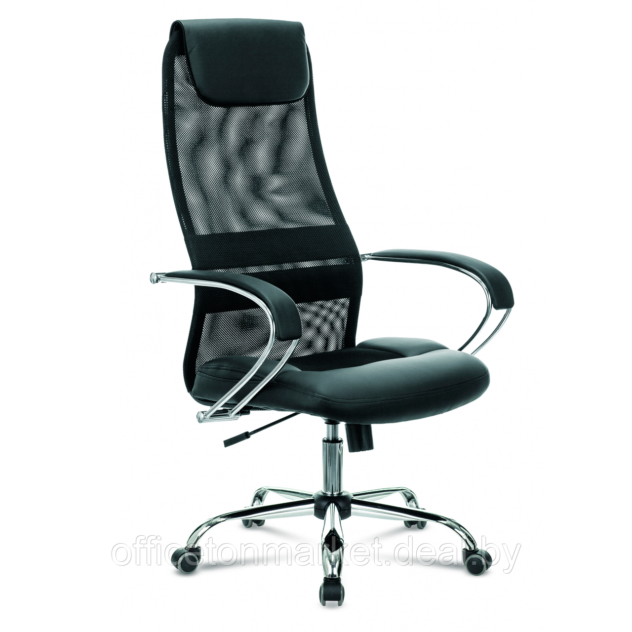 Кресло для руководителя Бюрократ "CH-608SL/BLACK", экокожа, сетка, ткань, сетка, металл, черный - фото 1 - id-p178283608