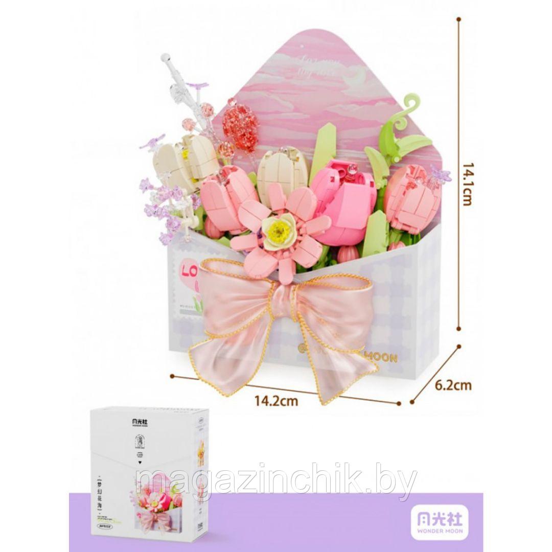 Конструктор Цветы в конверте, розовые, Wonder Moon 804223, 550 дет. - фото 2 - id-p225216164