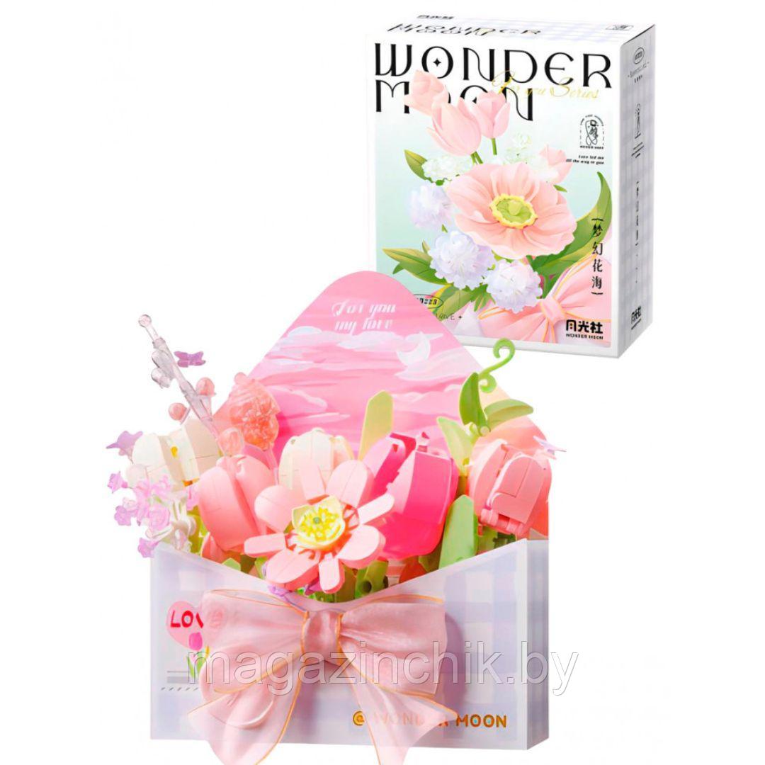 Конструктор Цветы в конверте, розовые, Wonder Moon 804223, 550 дет. - фото 1 - id-p225216164