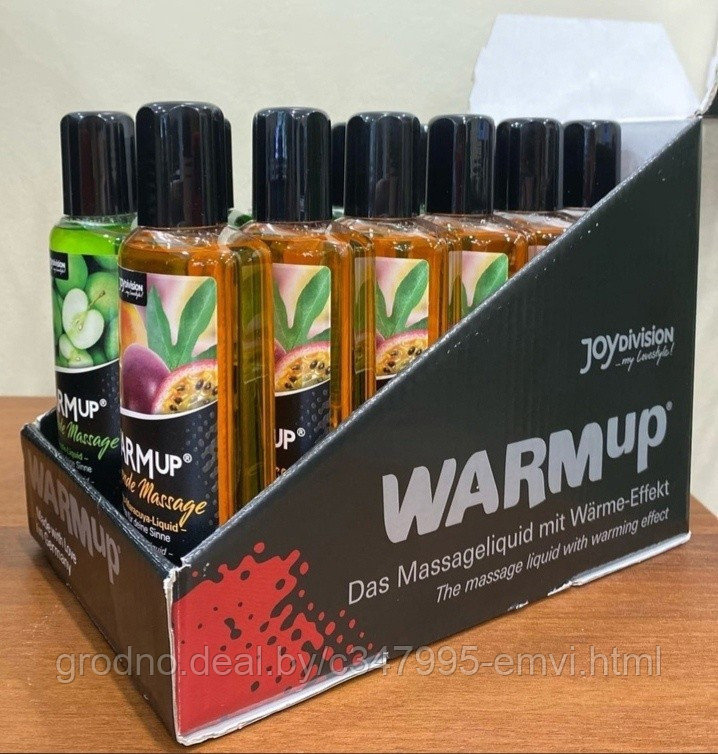 Набор массажных масел JoyDivision WARMup 6 х Green Apple, 150 мл + 6 х Mango + Passion Fruit, 150 мл - фото 1 - id-p225096497